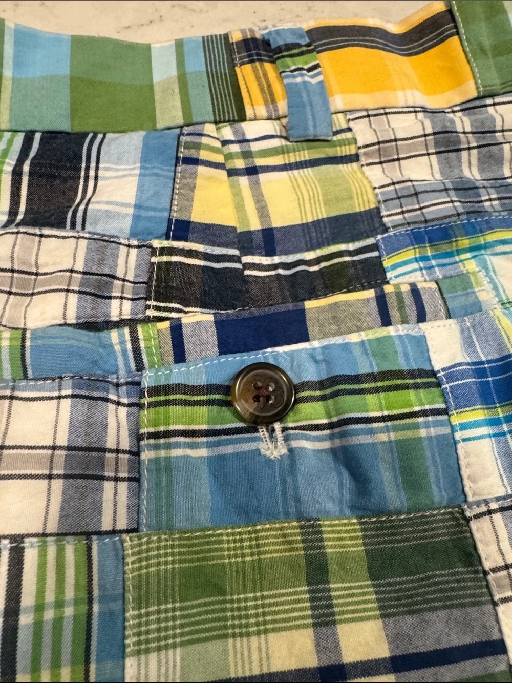 Brooks Brothers Country Club Men's Patchwork Plaid Cotton Shorts Navy Blue Green
